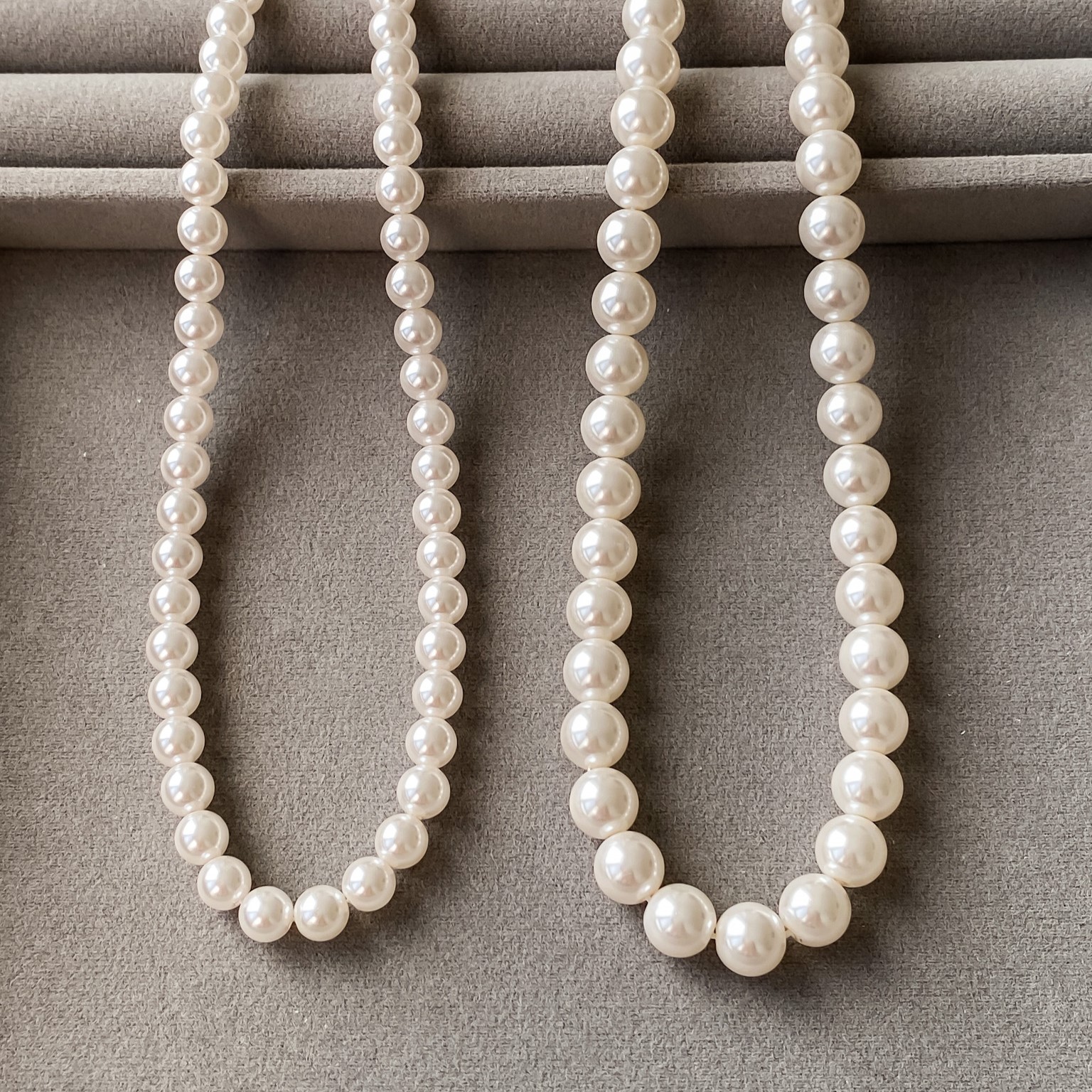 奶油白珍珠项链正圆强光