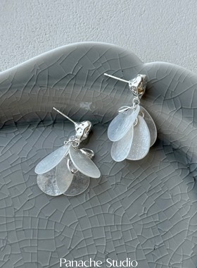 PANACHE 夏日冷淡风陨石贝壳流苏耳环 韩系度假感小众设计耳饰女