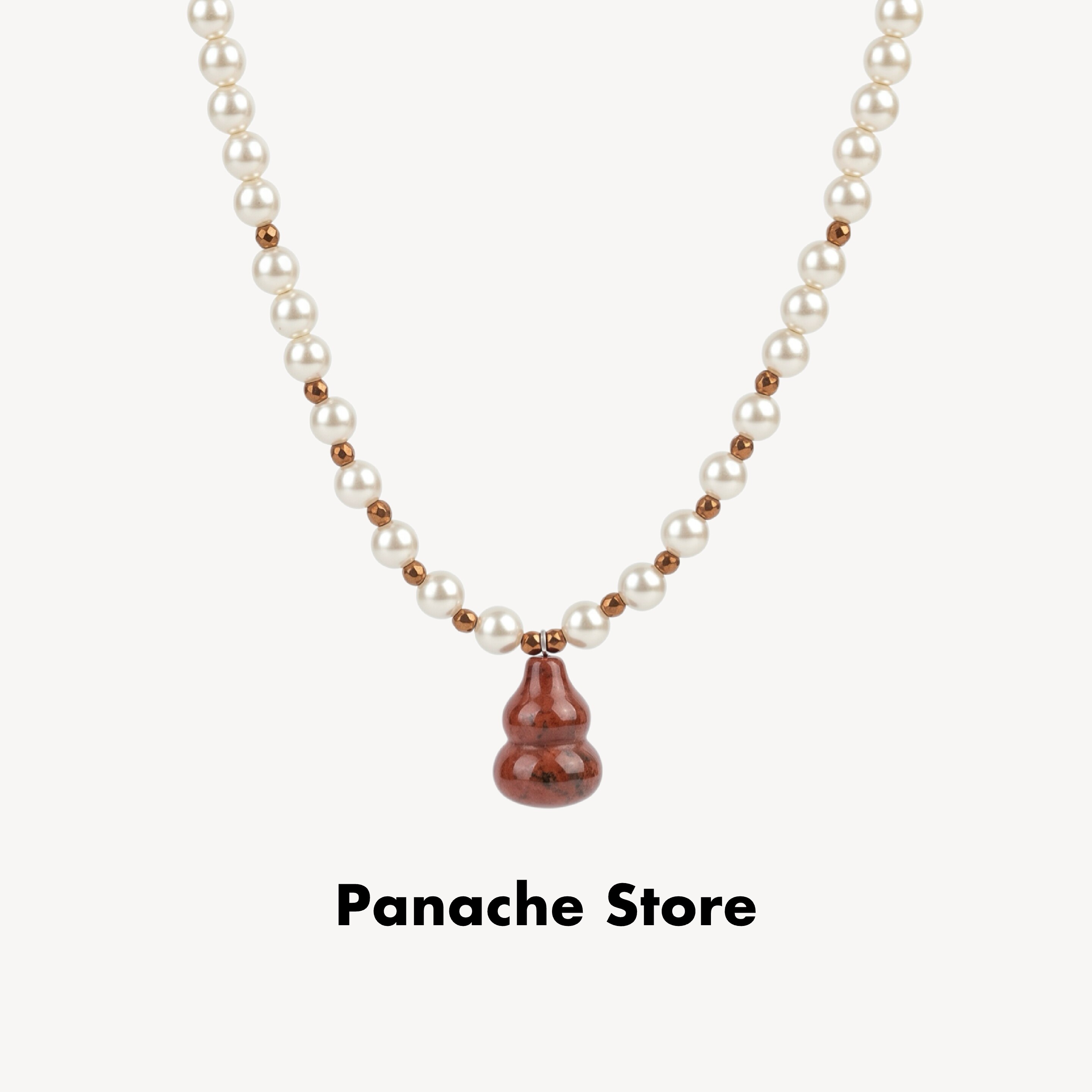 PANACHE 红色天然石葫芦形施家珍珠项链中国风秋冬百搭高级锁骨链