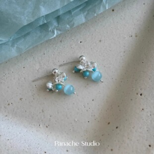 PANACHE 春夏清冷感松石绿铃兰花朵吊坠耳环 小众清新花朵耳饰女