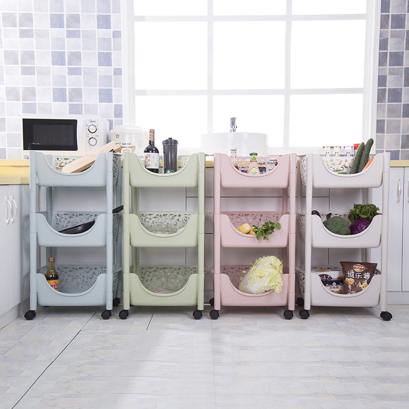 塑料菜篮厨房置物架装放蔬菜架子储物落地收纳篮菜筐3层4多层菜架