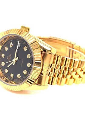 Master of Bling Bezel Round Watch Gold Black