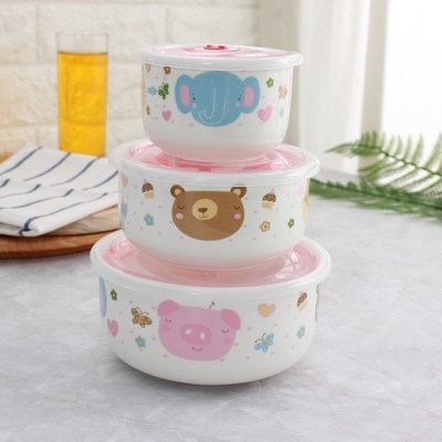 可放微波炉加热的便当盒家用打包饭盒女瓷碗带盖可以可装汤