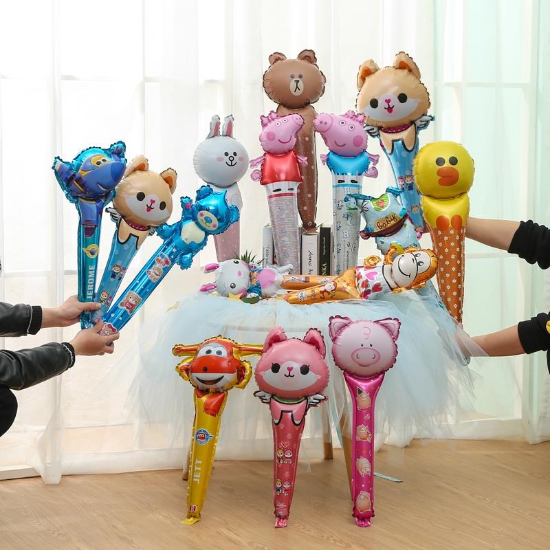 手持长棒大号铝膜气球微商引流地推活动小礼品儿童生日卡通气球