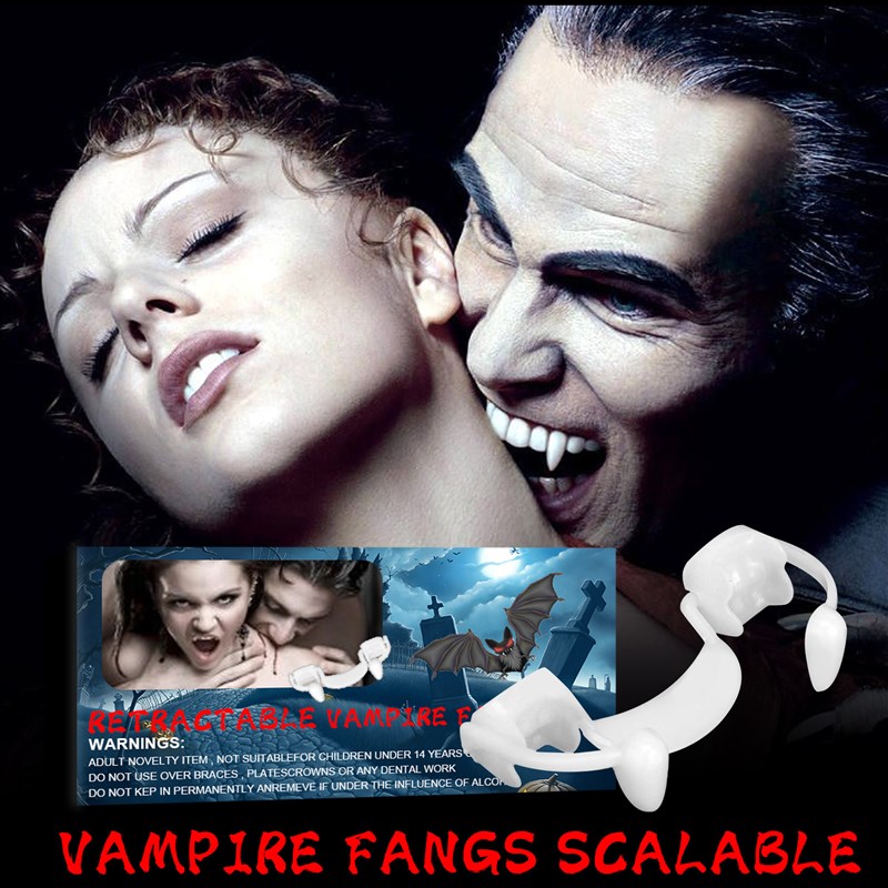 Halloween Retractable Fangs Holiday Party Props Vampire Dent