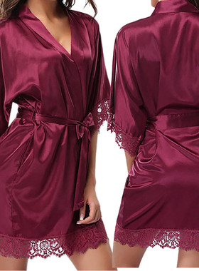 Women Sleepwear Satin Nightwear Bathrobe