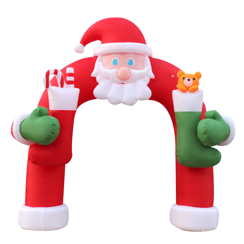 爬墙充气耶诞老人气模发光耶诞节屋树拱门靴子小火车拐杖模型装饰