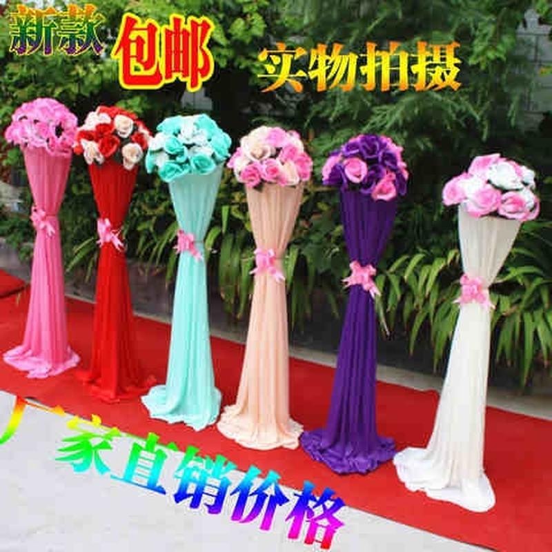 新款路引迎宾绢花引路开业花篮花架子注水路引花柱婚庆柱拱门路引