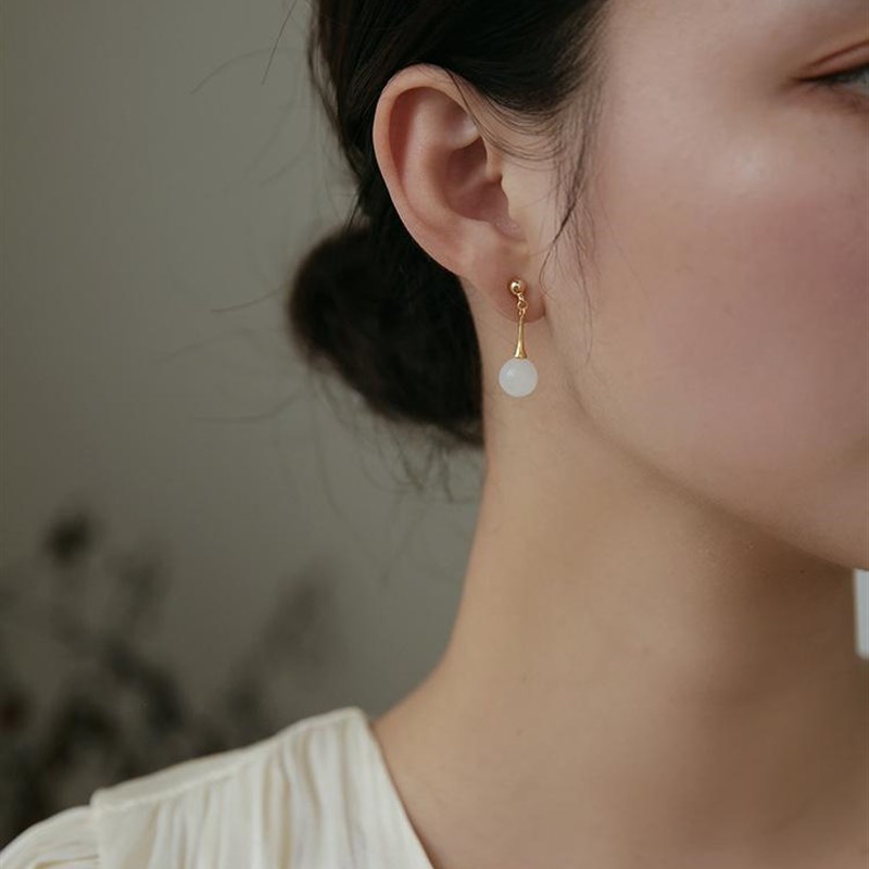 耳夹耳饰和田玉耳环女无耳洞高级感蚊香盘轻奢天然风气质耳针珍珠