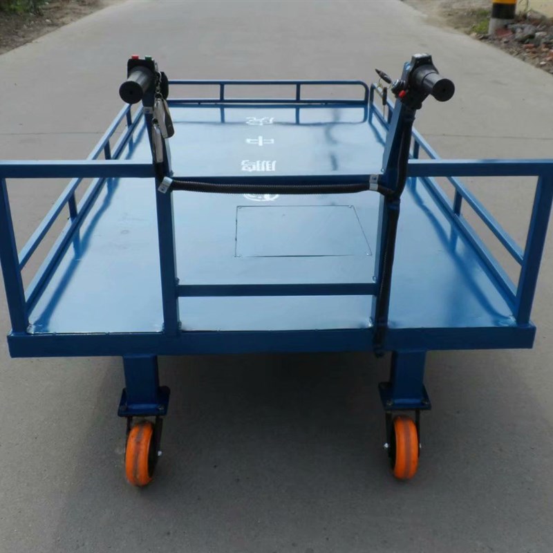 车间电动搬运工具车 小型平板电动运货车 四轮转向平板手推车
