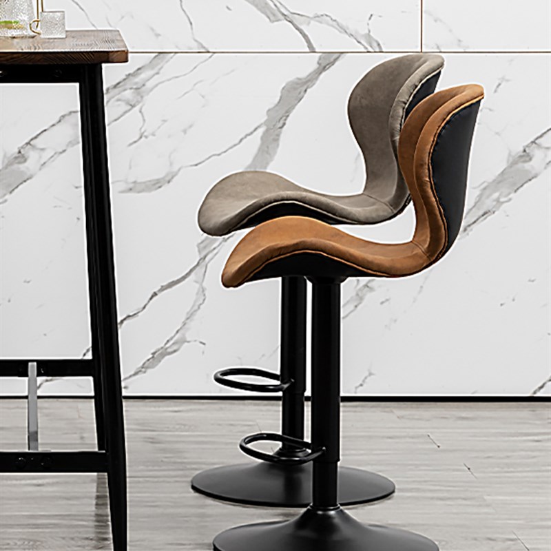 欧式简约时尚升降吧台椅旋转轻奢吧椅铁艺美式高脚靠背椅家用凳子