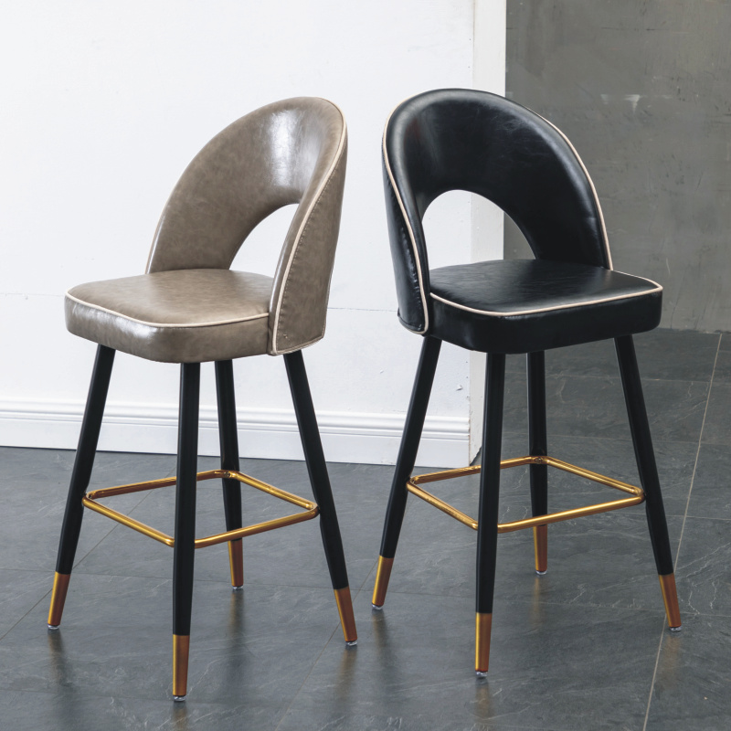 北欧吧台椅轻奢现代简约酒吧椅前台岛台收银高脚凳子家用椅子皮艺