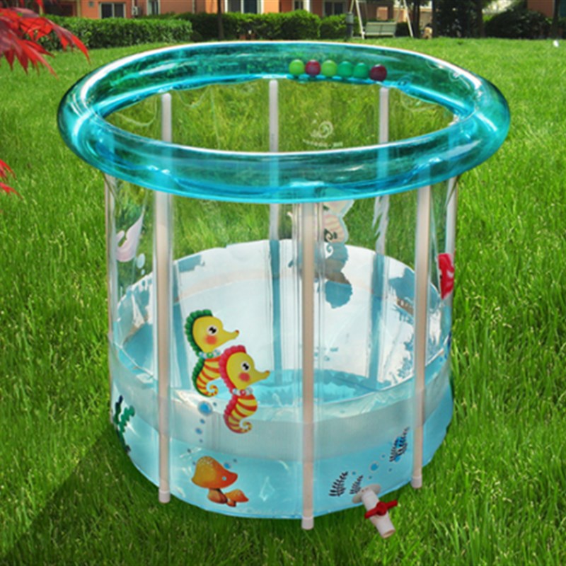 婴儿支架游泳池婴幼儿浴桶免充气宝宝游泳桶洗澡浴池大号透明浴缸
