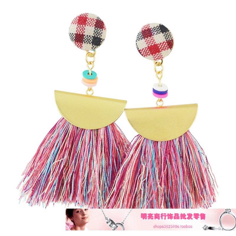 欧美复古扇形耳环 时尚短款流苏耳环耳饰 新款女装饰品现货义乌