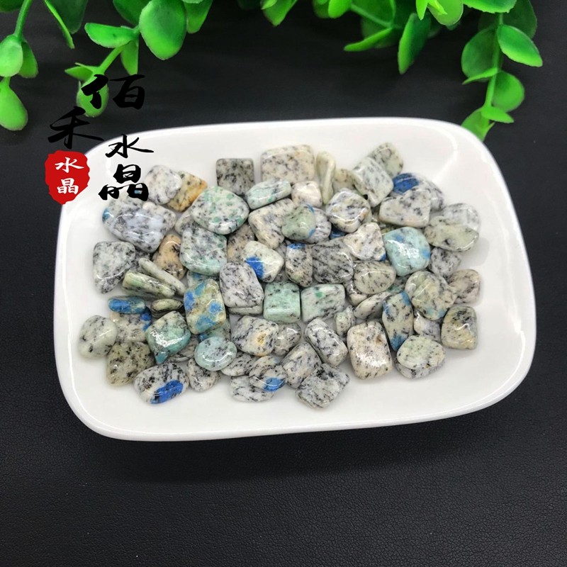 天然K2水晶碎石消磁石蓝铜矿云母石摆件鱼缸花盆造景装饰石
