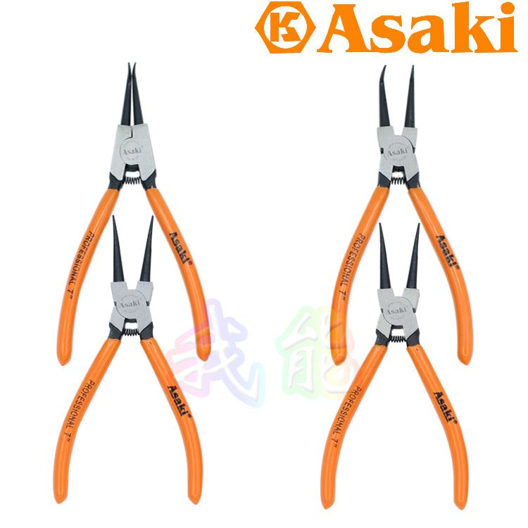 。雅赛崎卡簧钳弹簧钳卡环钳C型扣环内卡外卡直弯头钳子6寸7寸9寸
