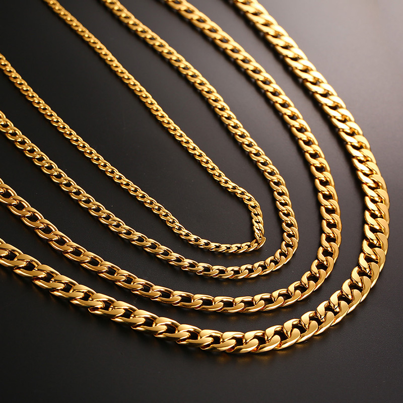 Vnox Mens Cuban Link Chain Necklace Stainless Steel Gol