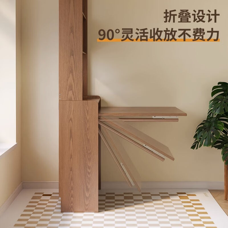 乐系实木转角书桌书架一体桌可折叠儿学习桌童书桌椅组合电脑台