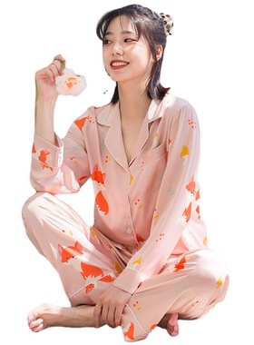 Chiffon pyjamas ladies summer two-piece home suit nightgown