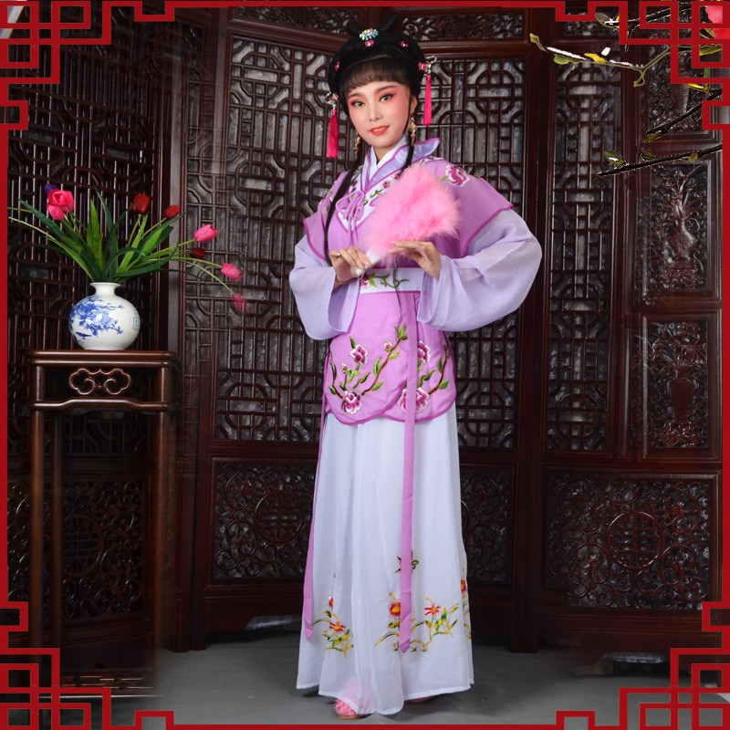 好货戏剧戏曲服装新款古装丫鬟村姑服装越剧花旦小旦丫鬟服装立领
