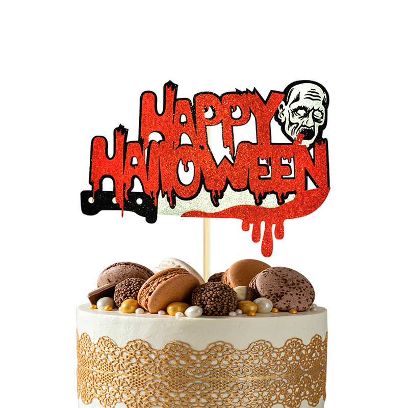 Halloween Cake Card Insertion Horror Grimace Vampire Bat Cak