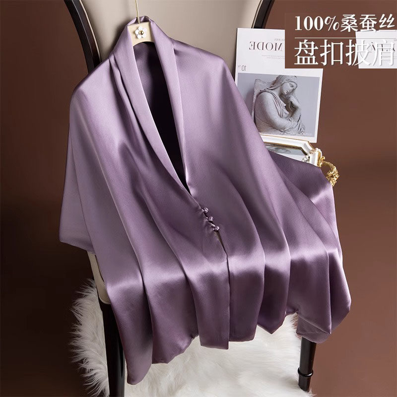 高端真丝围巾女秋季秋季婚礼送喜妈妈旗袍礼服披肩桑蚕丝外搭丝巾
