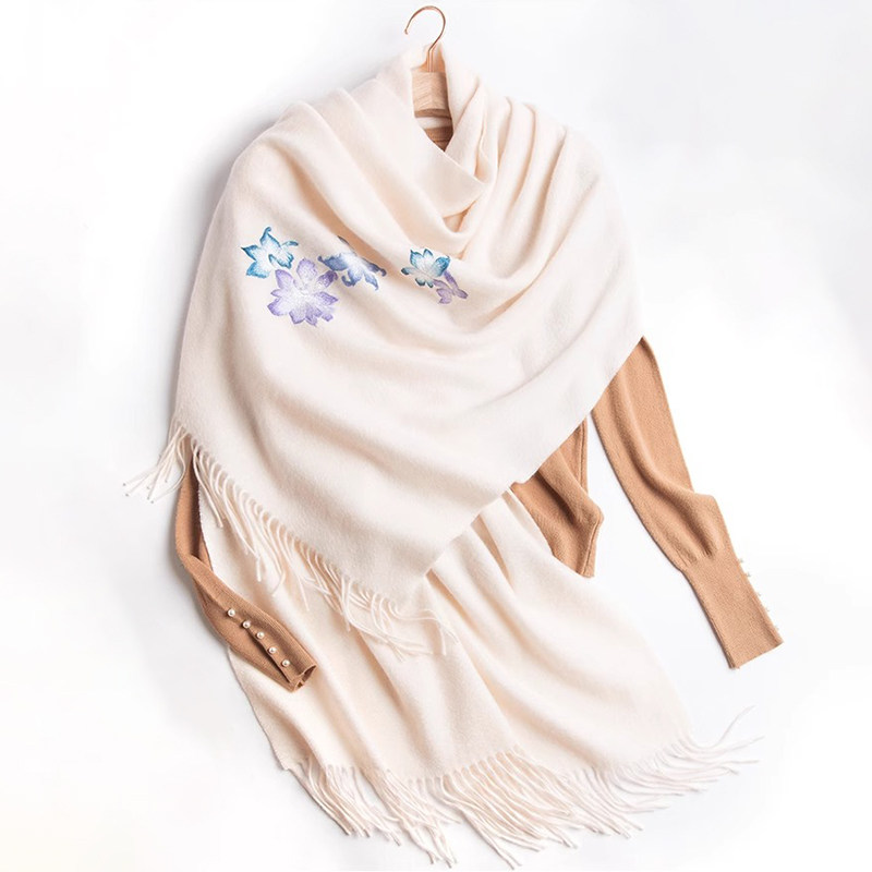 苏绣手工双面刺绣旗袍披肩女高档秋冬季羊绒围巾女款2025新款外搭