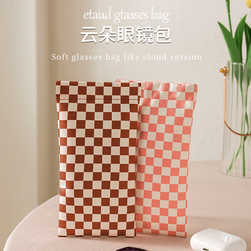 新款棋盘格眼镜包加厚墨镜太阳镜收纳袋数据线耳机收纳包眼镜袋