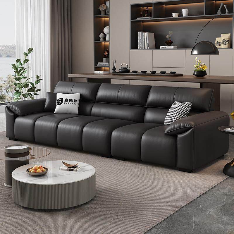 简约现代2025新款猫抓布艺沙发客厅小户型极简真皮直排三人位沙发