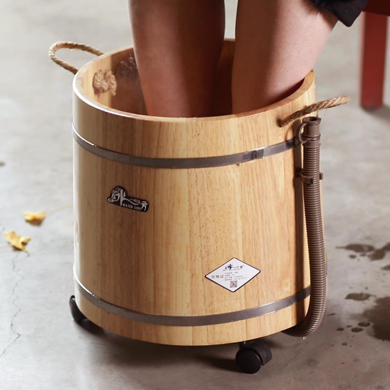 香柏木泡脚木桶30cm高过小腿家用洗脚盆泡脚桶木质足浴桶重力排水
