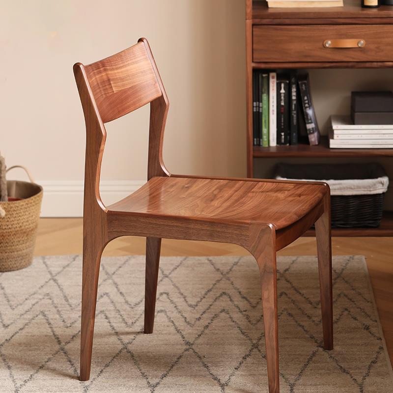 愫墨家用黑胡桃木餐椅软包靠背椅轻奢家具凳子实木椅子餐桌椅北欧