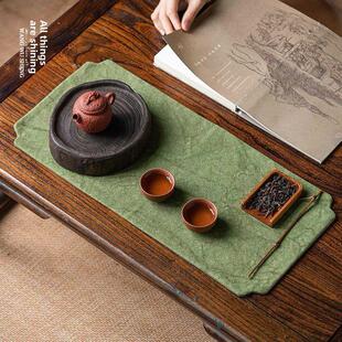 染料帆布茶垫防水干泡垫棉麻禅布茶垫双面桌旗家用