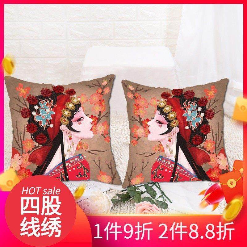 2021新款十字绣抱枕头套花旦一对2020手工自己线绣靠枕车里放卧室
