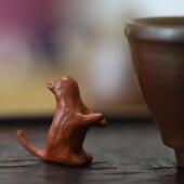 楚.景德镇原创手捏朱泥紫砂茶宠 猫喵茶道配件摆件创意茶宠可养