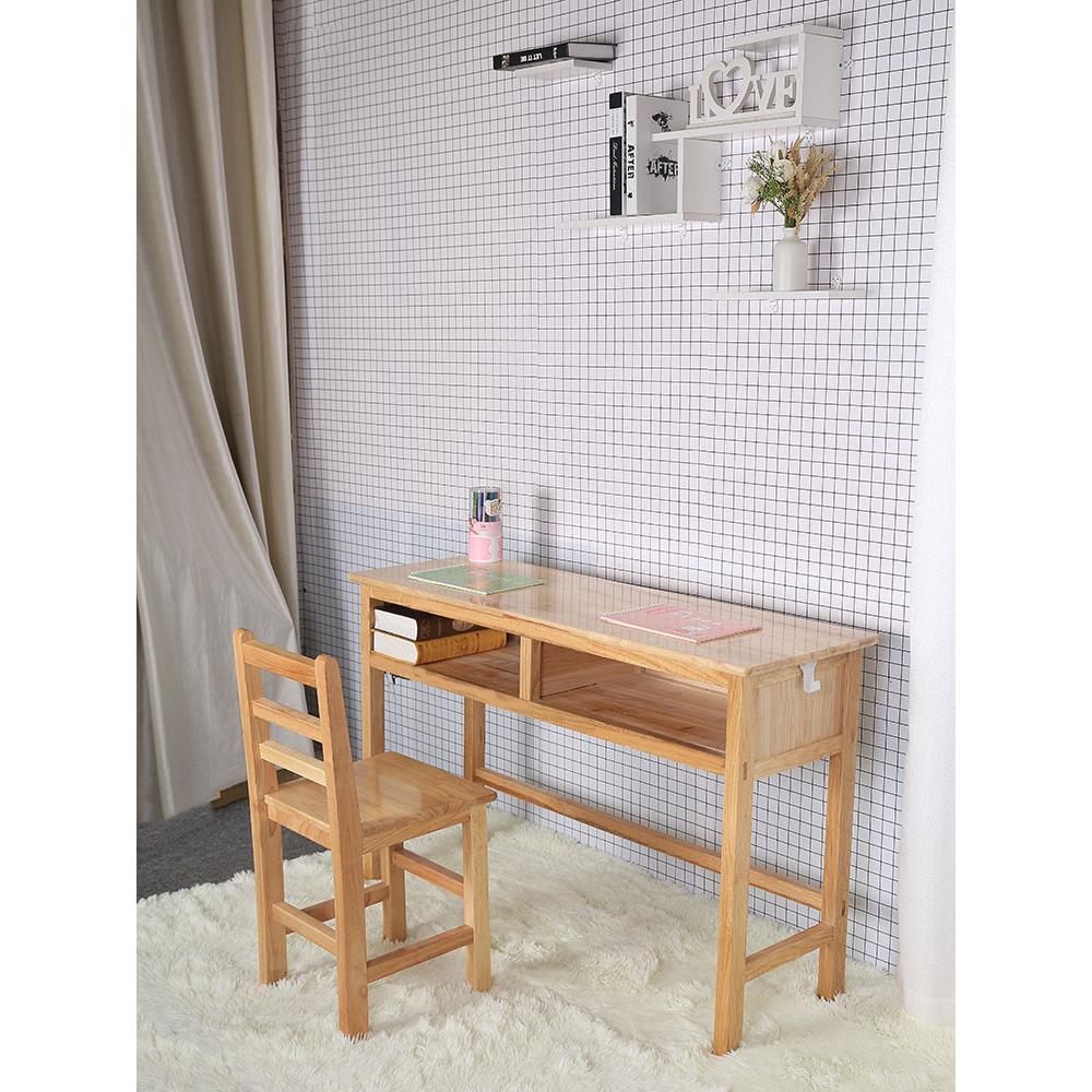 整体实木一体双人课桌椅学生免安装家用简约培训写字台书桌学习桌