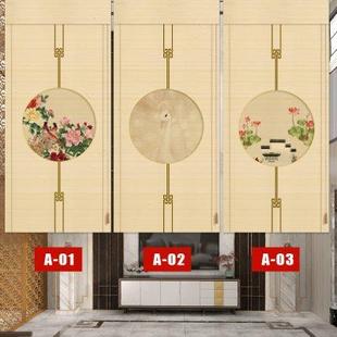 复古卷帘竹帘子窗帘隔断家用遮光升降门帘中国风 10uv印花中式