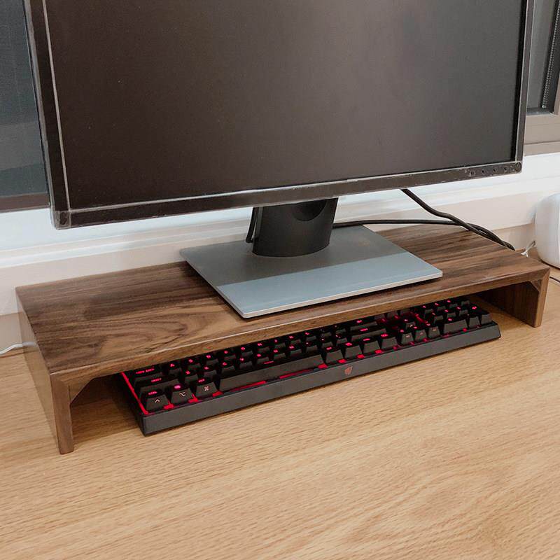 实木显示器增高架办公室电脑底座垫高简易板胡桃木桌面置物架定制