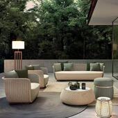 户外藤编花园沙发别墅庭院阳台铝合金茶几组合室外露天防水家俱