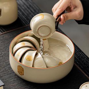 米色汝窑洗茶杯洗盆茶渣罐陶瓷茶具配件洗茶器茶盆建水片