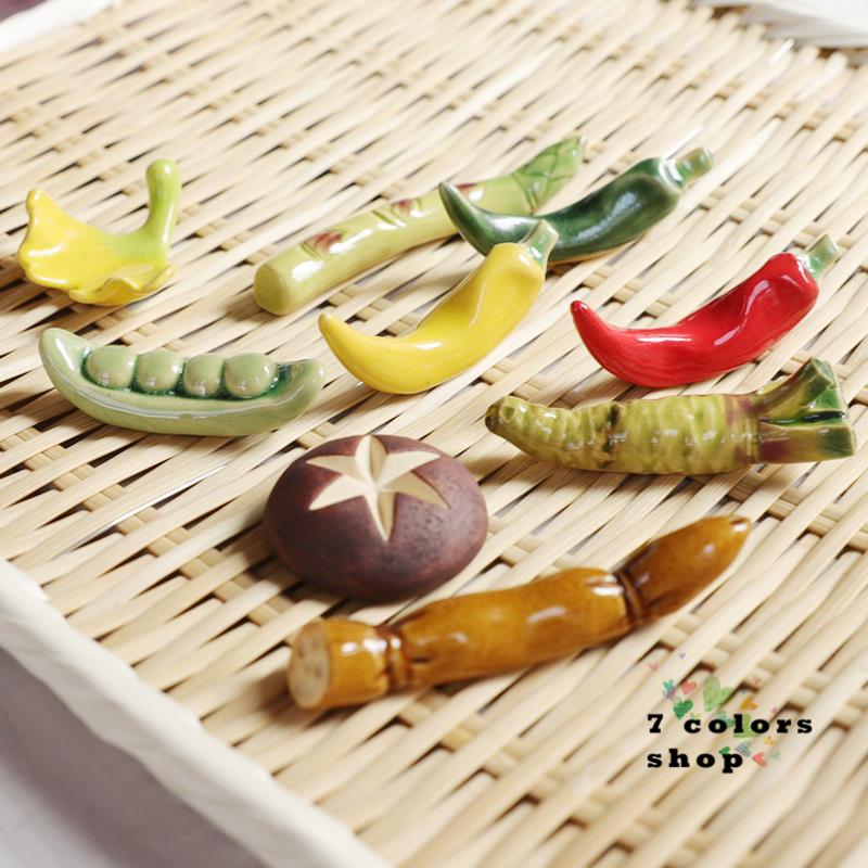 日本美浓烧陶瓷筷子架筷枕筷托蔬菜香菇芦笋辣椒莲藕山葵豌豆