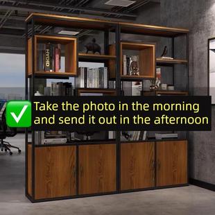 大厅屏风隔断书柜组合简易落地式铁质储物架办公室书架入口储物柜