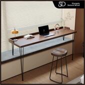 加高实木凸窗小桌长短腿窗阳台装 修长桌高低腿吧台桌定制