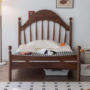 北美黑胡桃木儿童提琴床复古公主床北欧全实木樱桃木单双人城堡床