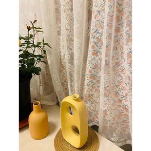 小橘子蕾丝成品白纱窗帘纱帘魔术贴客厅阳台飘窗穿杆帘免 BC10韩式