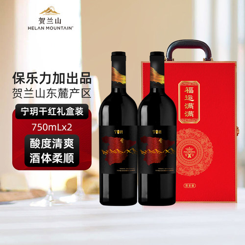 贺兰山宁玥干红葡萄酒750mL双支新礼盒装宁夏贺兰山东麓产区