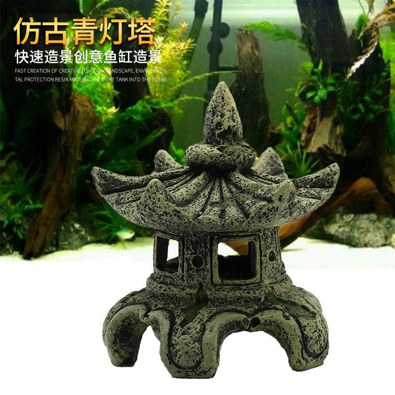 鱼缸造景装饰微景观小桥亭子花园