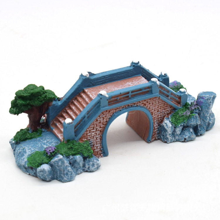 鱼缸水族造景桥水族箱假山桥造景