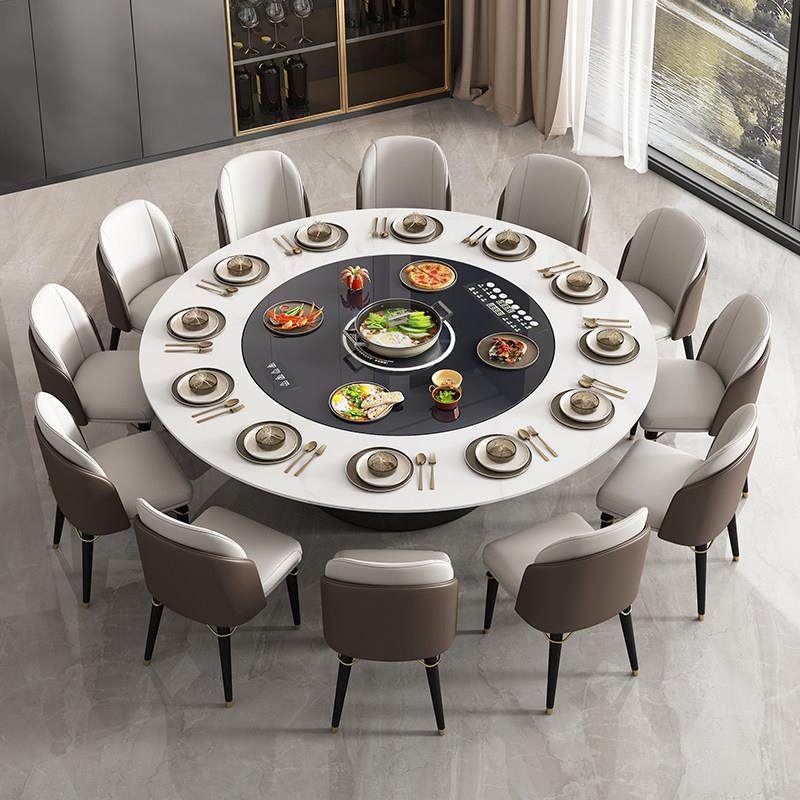 意式岩板保温暖菜火锅一体智能旋转内嵌式转盘带电磁炉12人圆饭桌,住宅家具,岩板餐桌,淘宝优惠券,粉丝福利购,淘宝优惠卷
