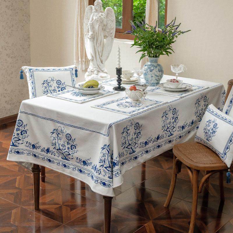 防水桌布法式复古新中式高级氛围感餐桌台布茶几桌布青花盖巾定制,居家布艺,桌布,淘宝优惠券,粉丝福利购,淘宝优惠卷