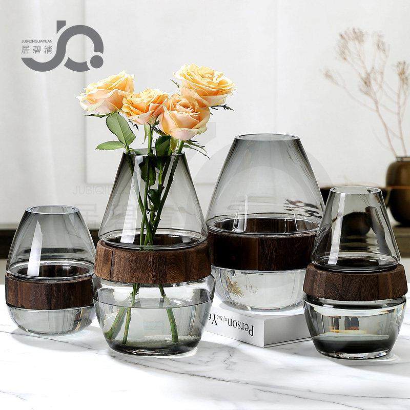 现代简约自然风创意木墩玻璃花瓶桌面居家插花摆件装饰百合书房,家居饰品,花瓶,淘宝优惠券,粉丝福利购,淘宝优惠卷